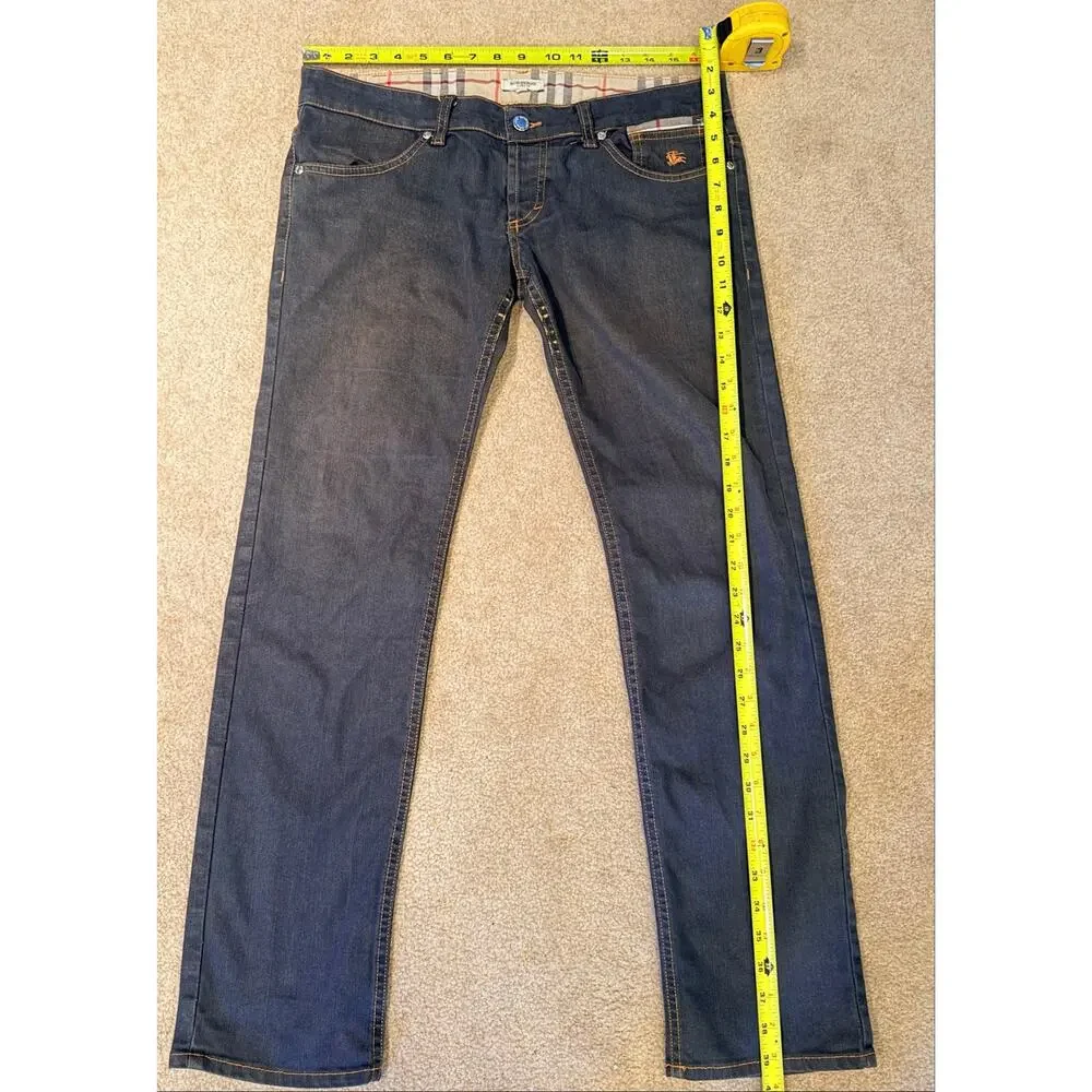 Burberry London Men's Dark Wash Denim Jeans Nova Check Accents Size 32